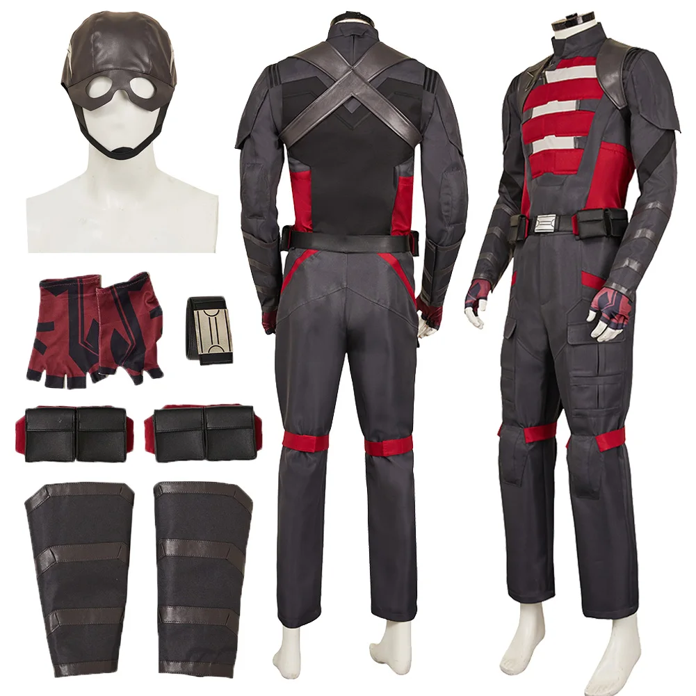 

Men John Walker Cosplay Men Costume Movie Bolts of Thunder Disguise Headgear Gloves Set Clothing Halloween Male Role Party Suit
