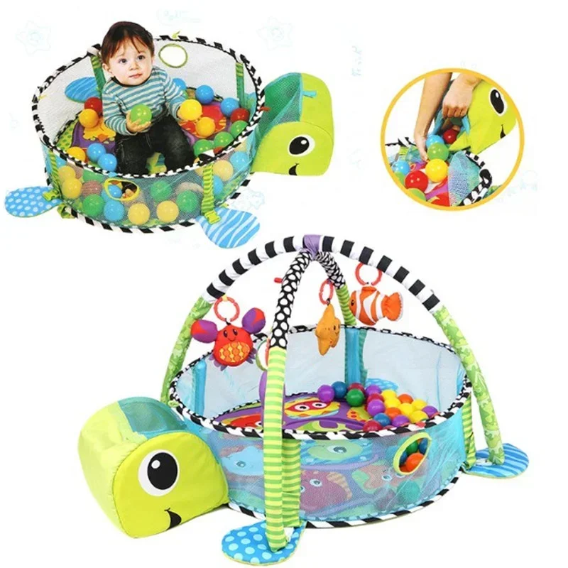 Turtle-shaped Infantino Blanket Grow-with-Me Activity Gym & Ball Pit Toddlers Play Gym Mat Pop-up Mesh Sides Crawling Carpets