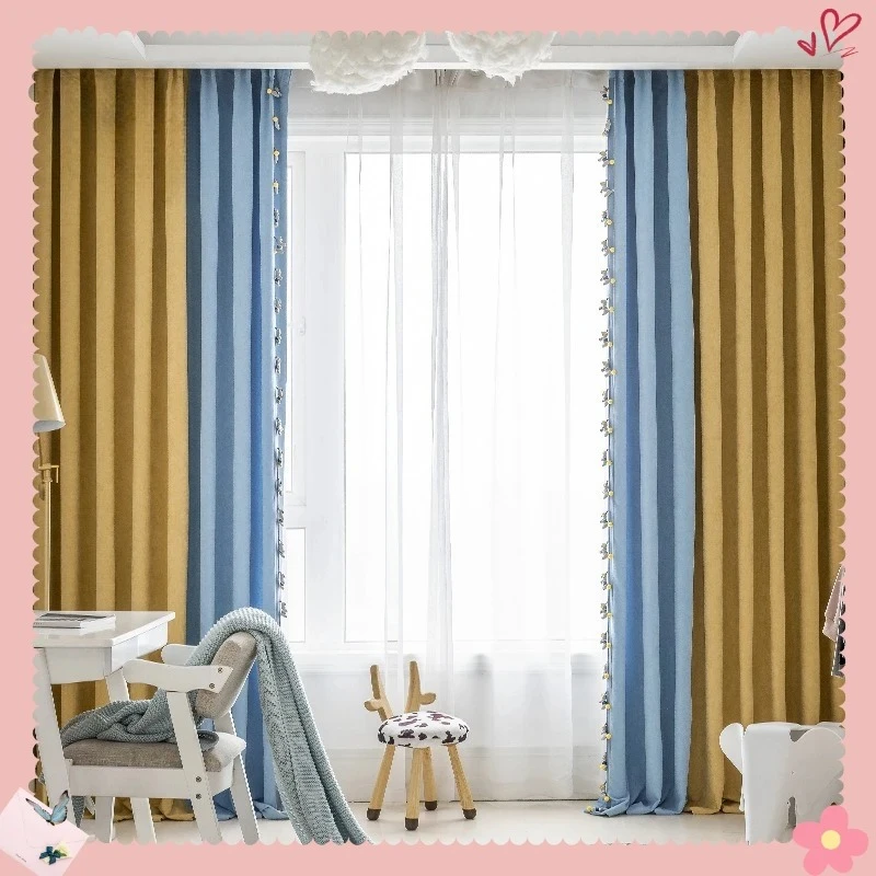 Pony Lantern Corduroy Fabric Children's Room Color Matching for Boys and Girls Curtains for Living Dining Room Bedroom Blackout