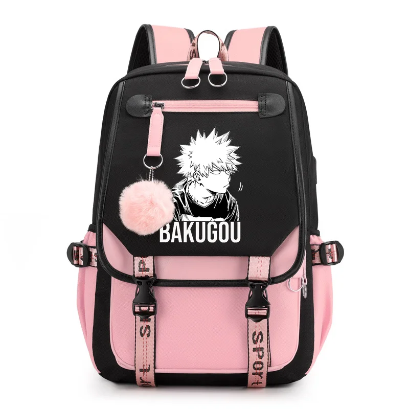 Teenager New Fashion Bakugou Katsuki Backpack Anime Street Backpack High Quality Cool USB Zipper Backpack Anime Backpacks