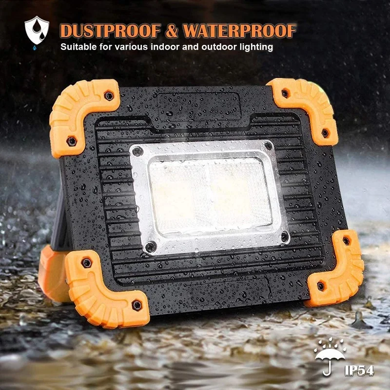 Powerful COB LED Work Light Super Bright 18650 Rechargeable Work Lamp Searchlight Waterproof Camping Light Flood Lights