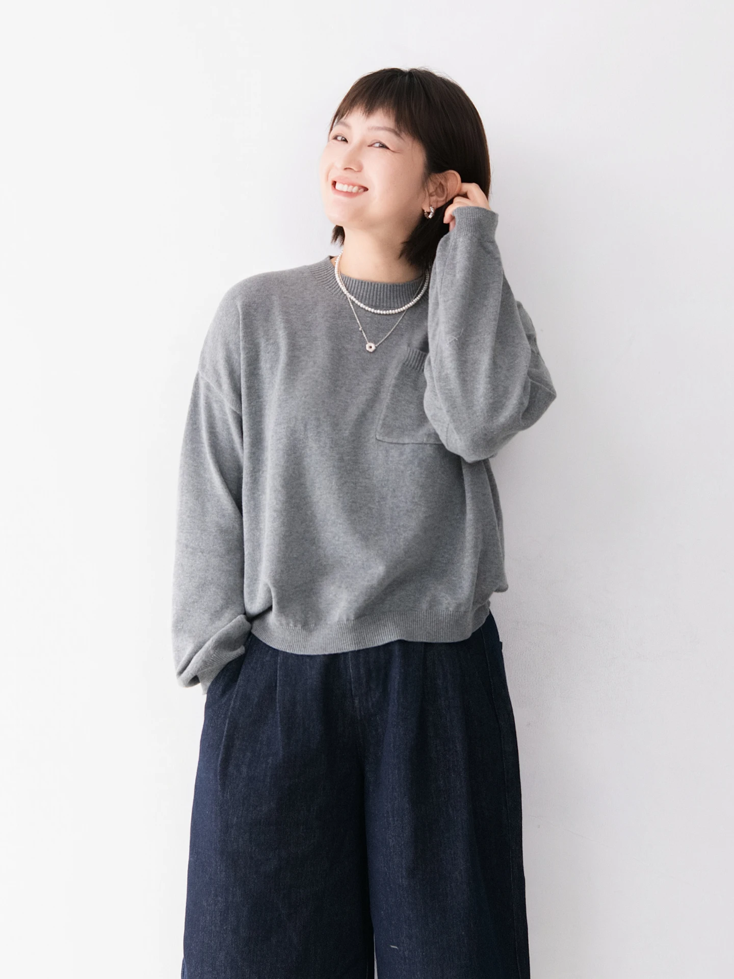 

Loose Fit round Ne Pullover Pure Cotton Sweater Women's Decorative ket Spring New Sle Casual Soft Long Sve Top