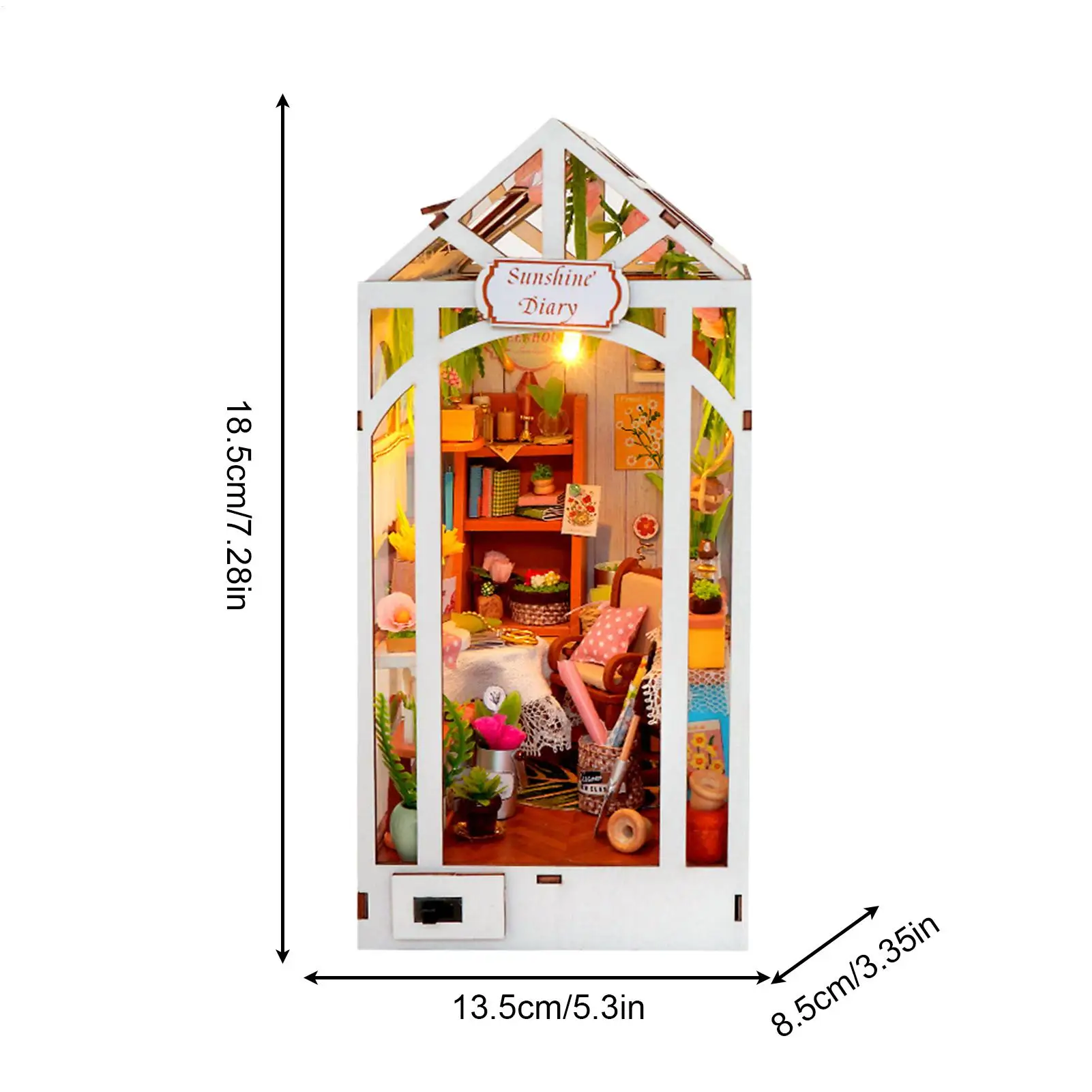 Miniature Wooden Book House Bookend - Decorative Puzzle for Shelf Table Library Office Christmas Halloween Gift