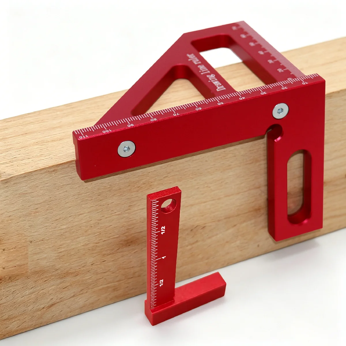 Aluminum Alloy Speed Square with Mini L Square Keychain, Precision Carpenter Triangle Ruler, Woodworking Layout