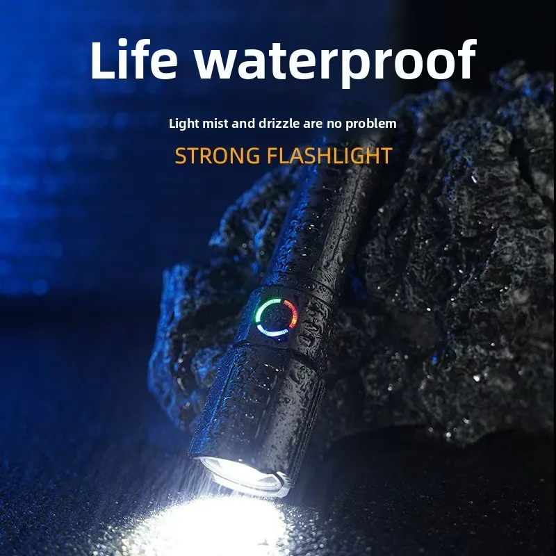 Ultra Rechargeable USB Mini LED Flashlight ABS Body Strong Light Zoomable Focus Long Range Outdoor Portable Handheld Torch