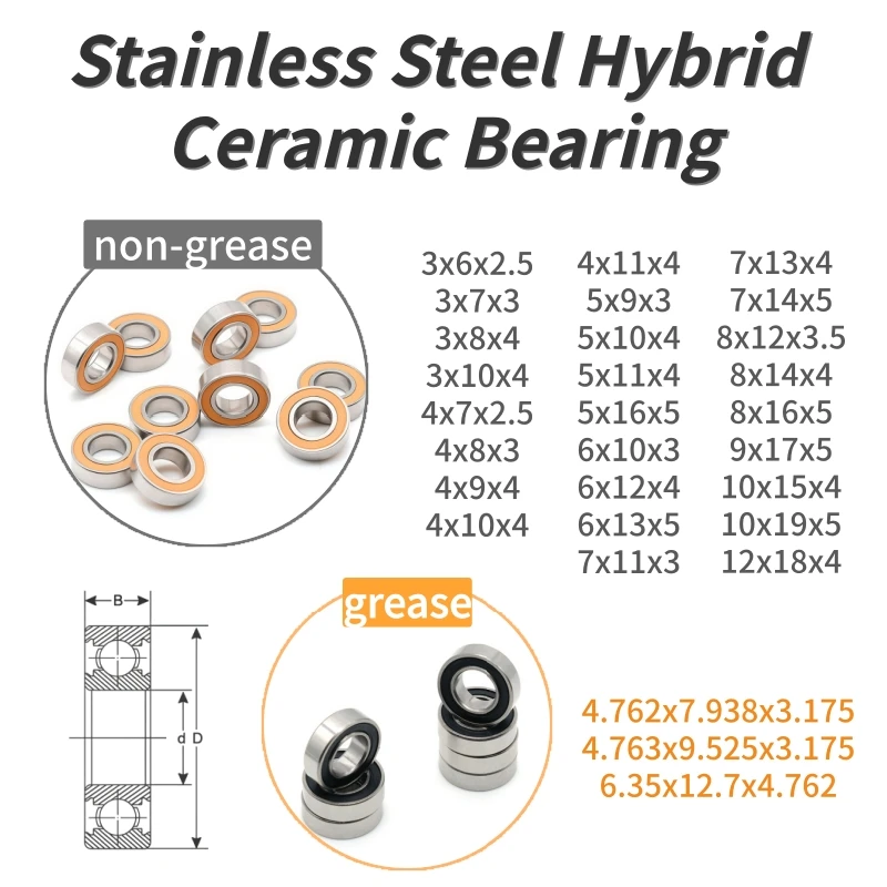 1/4P SMR74 2RS CB 4X7X2.5  ABEC7 Stainless Steel Hybrid Ceramic Ball Bearing MR63 MR84 MR85 MR95 MR105 MR115 MR117 MR126 MR137