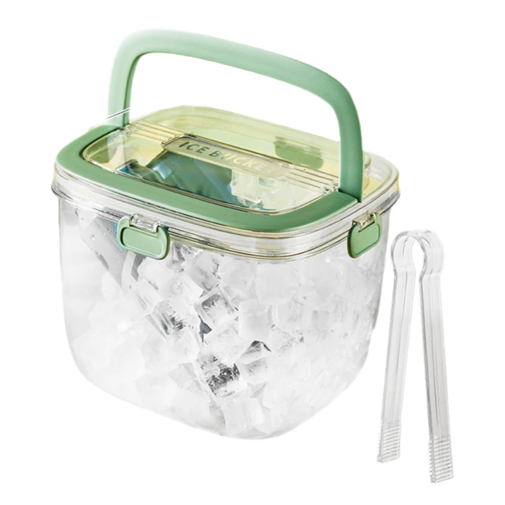 ABXHH Portable Ice Bucket for Freezer with Lid & Ice Tong for Outdoor Camping, Clear Refrigerator Ice Cube Storage Bin