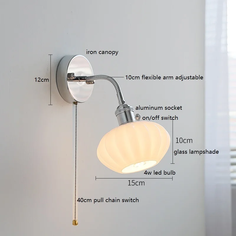 Imagem -03 - Iwhd-white Glass Ball Led Wall Lamp Sconce Braço Flexível Ajustável Prata Ferro Metal Espelho do Banheiro Luz da Escada