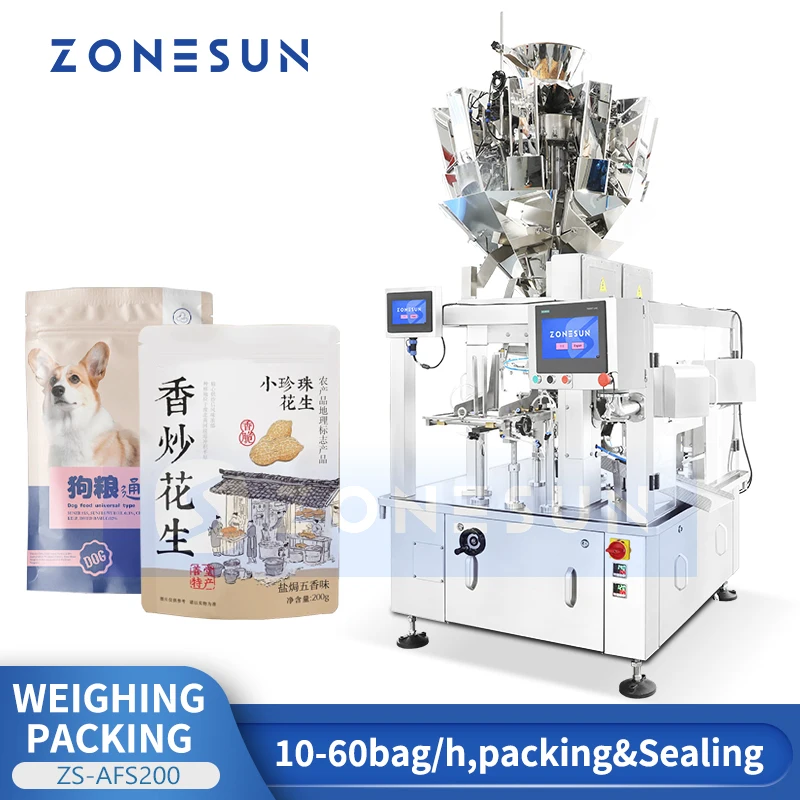 ZONESUN ZS-AFS200 Multihead Weigher Granule Packing Machine Automatic Filling Sealing Bagging System