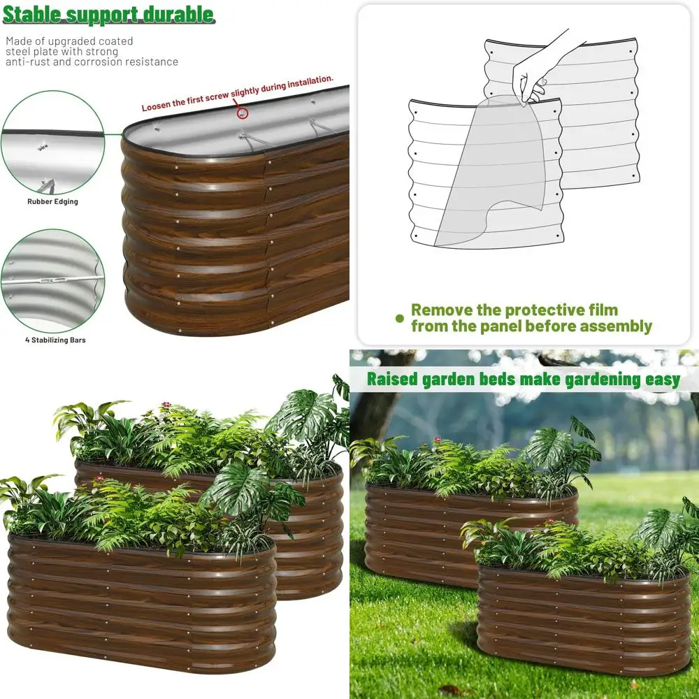 

Комплект приподнятой садовой кровати, 2 шт. 4x2x2 фута, большие стальные коробки для цветов на открытом воздухе для садоводства, овощей, цветов и фруктов