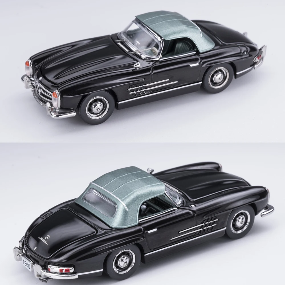 1:64 Diecast Mercedes-Benz 300SL Convertible Classic Car 1/64 FrontRear Convertible Metal Chassis Soft Top/hard Top Sports Car