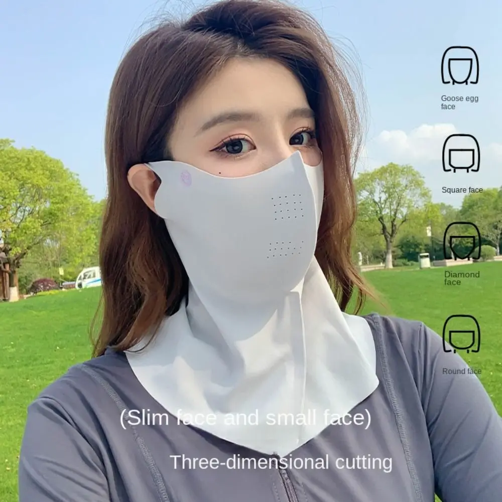 通気性のあるフェイスプロテクションマスク,日常使用,氷のようなシルク,薄いシールド,レースレス,UV保護,サイクリング,サイクリング用