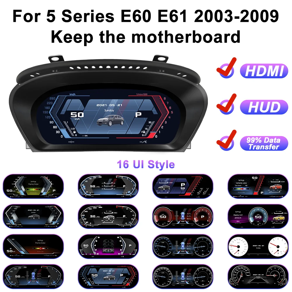 Digitale snelheidsmeter cluster dashboard voor BMW 5 Serie E60 E61 E63 E64 525D 2003-09 CCC CIC Auto LCD paneel virtuele cockpit