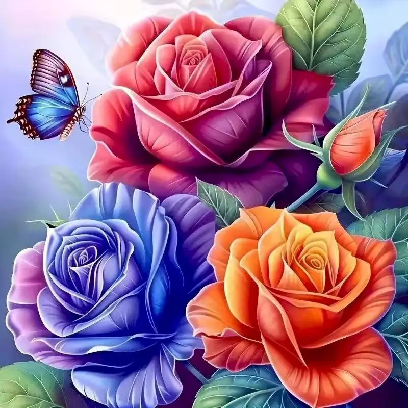 

GATYZTORY Full Drill Square Diamond Painting Rose Diamond Embroidery Flower Picture Of Rhinestones Mosaic Cross Stitch Home Deco