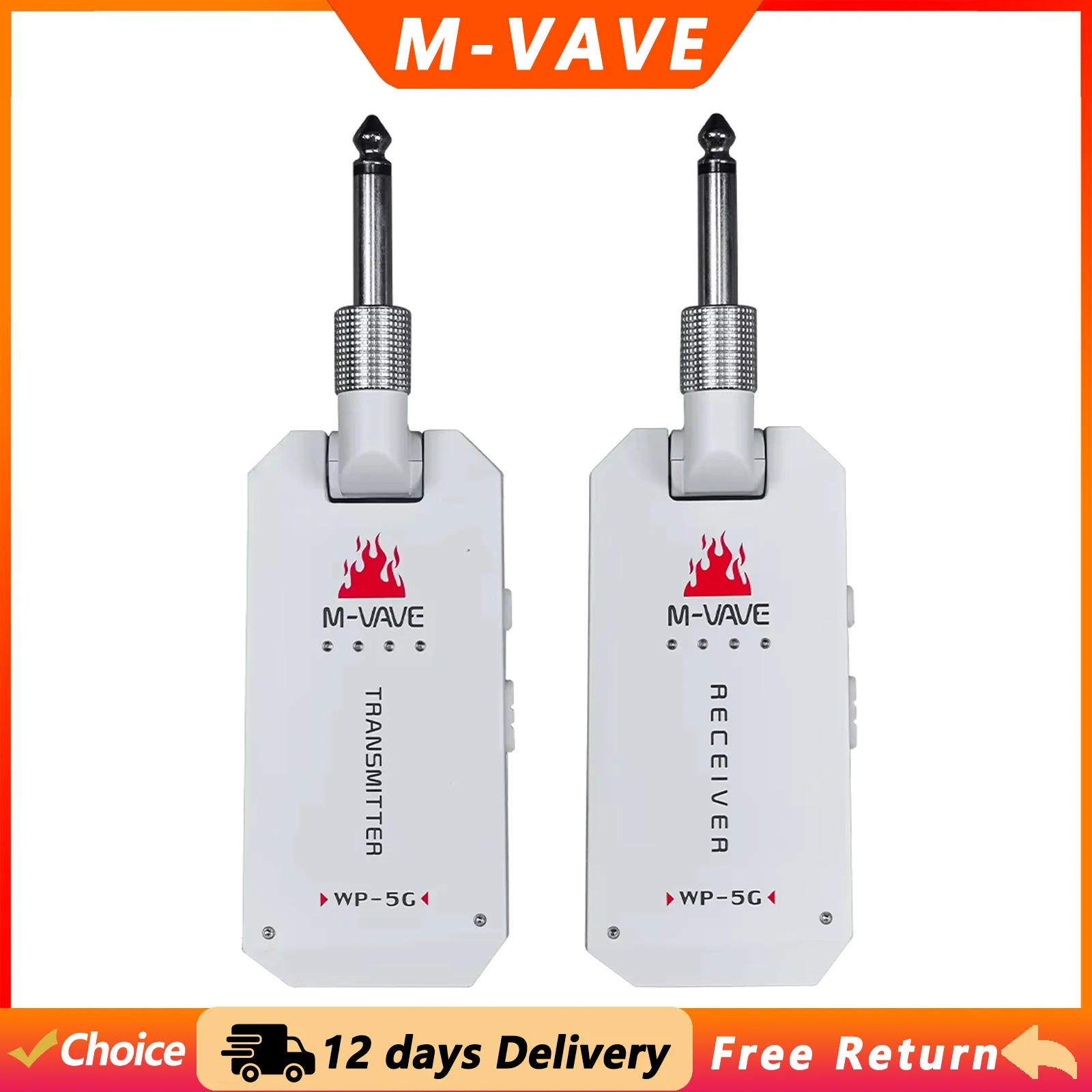 M-VAVE WP-5G 5.8GHz Wireless Guitar System Rechargeable Wireless Audio Transmitter Receiver for Guitar Amplifier Accessories