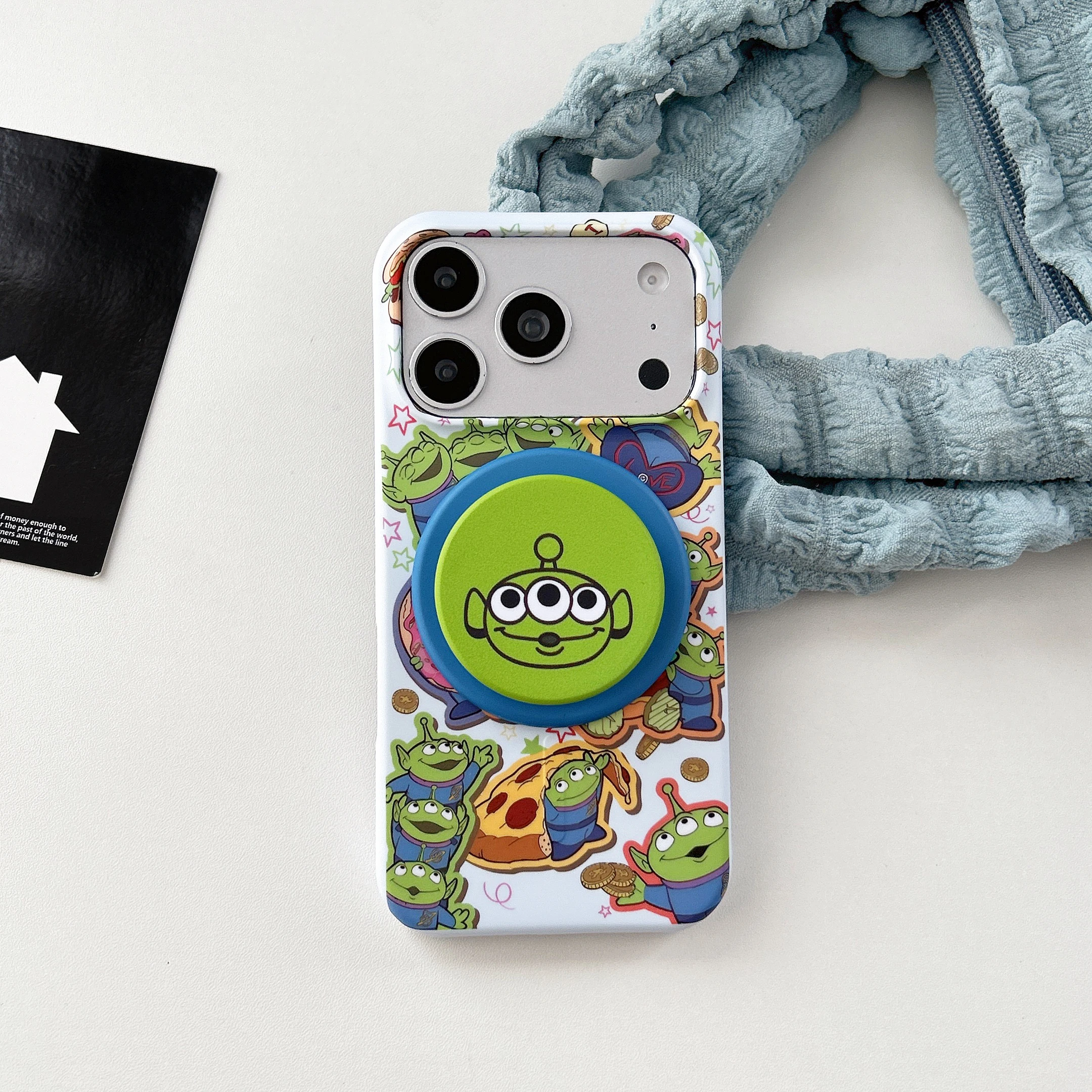 

Cute Toy Magnetic Phone Case For iPhone 15 16 17 Pro Max White Base Sticker Print Detachable Dual Layer With Magsafe Holder