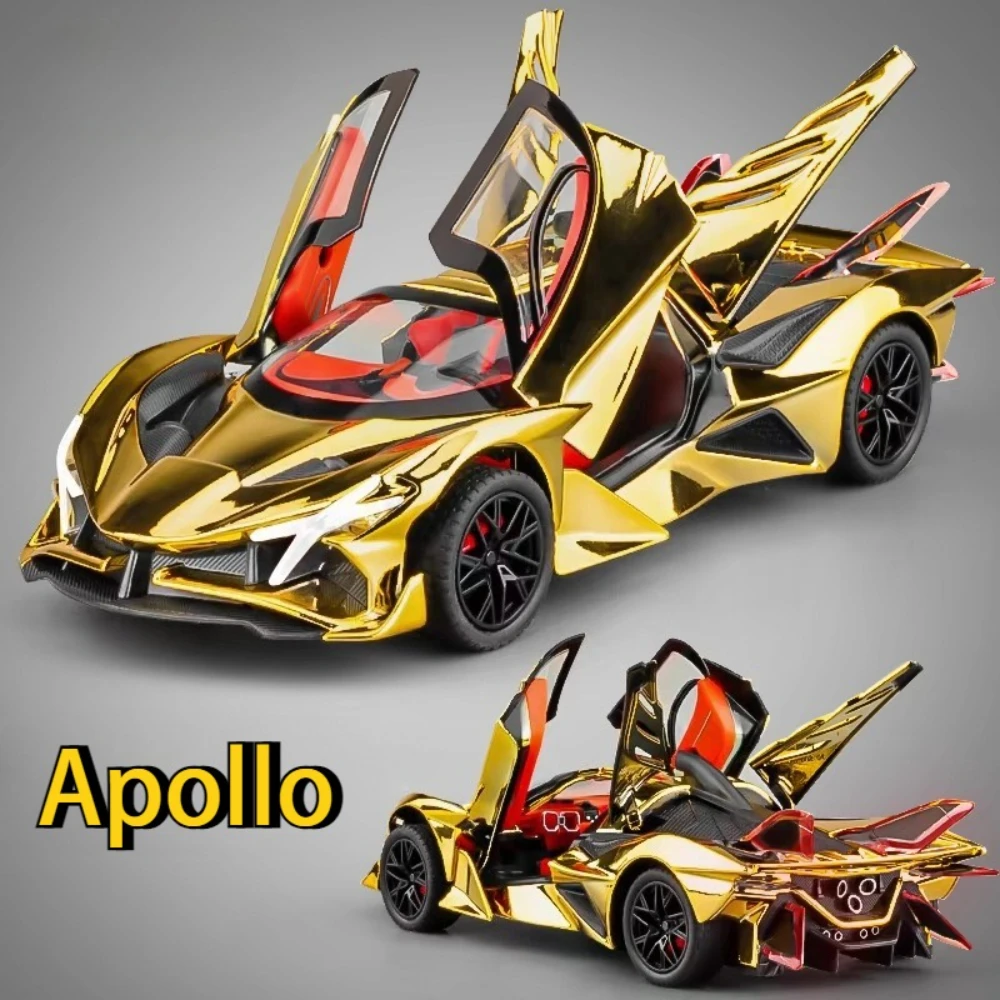 

1:24 Apollo EVO IE Alloy Sports Car Model Diecast Toy Sound Light Pull Back Doors Opened Miniature Vehice Children Birthday Gift