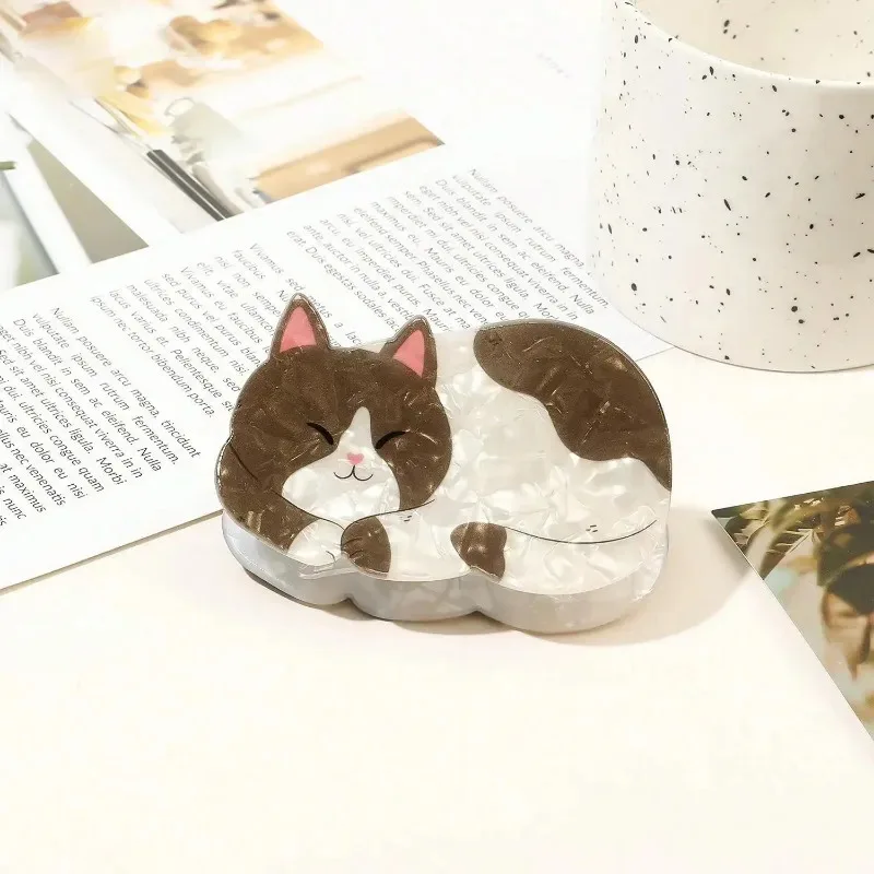 مشبك شعر قطة كرتونية برتقالية لطيفة وحلوة، مشبك شعر أكريليك عالي الجودة، مشبك شعر ملتف للرأس الخلفي، مشبك شعر سمك القرش