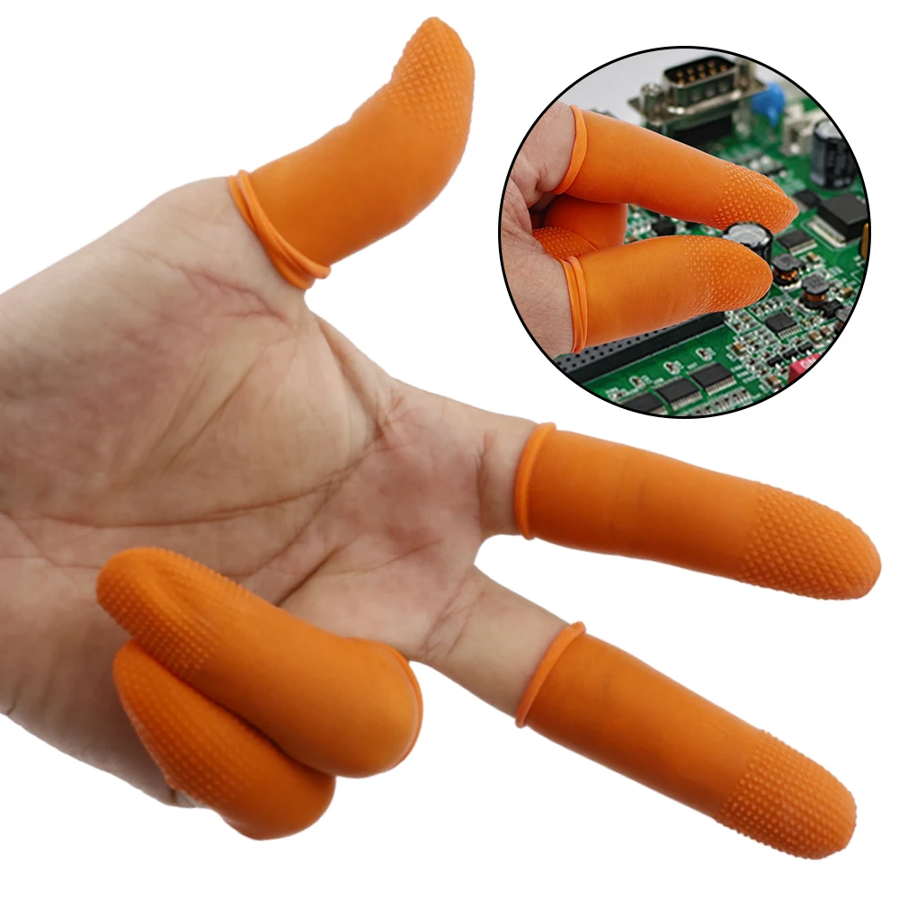 10/100pcs Disposable Finger Cots Natural Rubber Latex Non-slip Anti-static Fingertips Protector Industry Gloves Fingertip Gloves