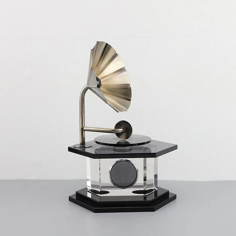 modern home accessories glass decoration crystal gramophone ornament