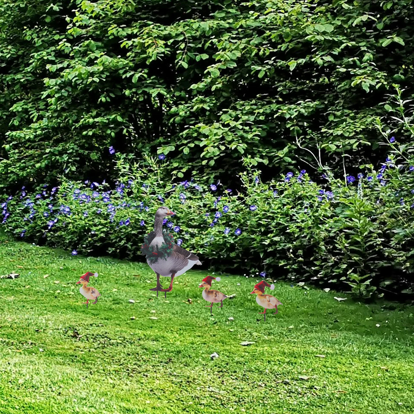 

4Pcs Christmas Metal Duck Stakes Garden Yard Art Decorative Ornament Duck Furniture Decoration Garden Ducks Gardening Ducks