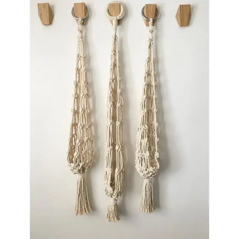 Macrame roślina do powieszenia na ścianie uchwyt styl boho sadzarka bawełna ręcznie tkane doniczka torba z siateczką do wystroju domu lalka