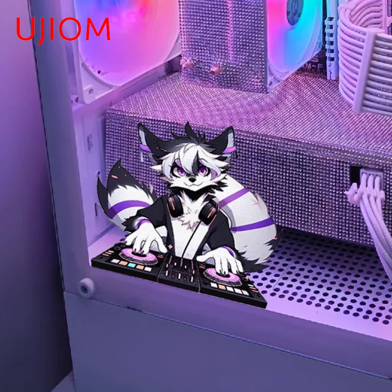 UJIOM for Cool DJ Furry Wall Stickers Interesting Cartoon Animal Head Design Decals Nice Funny  Room Decoration Accessories