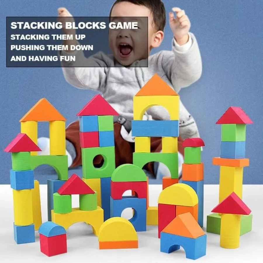 Foam Building Blocks for Toddlers 24 Years Old 41Piece EVA Soft Stacking Blocks Set Safe Baby Bath Foam Toy for Early Learning