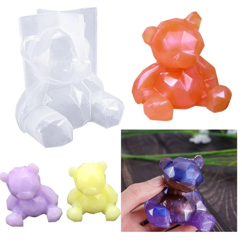 DIY Crafts Ornaments Epoxy Resin Mold Hanging Pendant Silicone Mold 3D Bear Mold