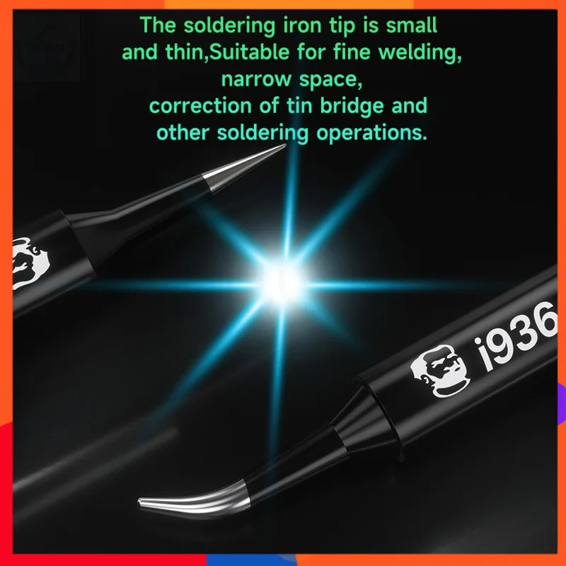 

Professional i936 Replacement Tips ESD Chisel Tips Instant Heating Tin Bridge Correction 60W Compatible BGA & SMD Rework Tools