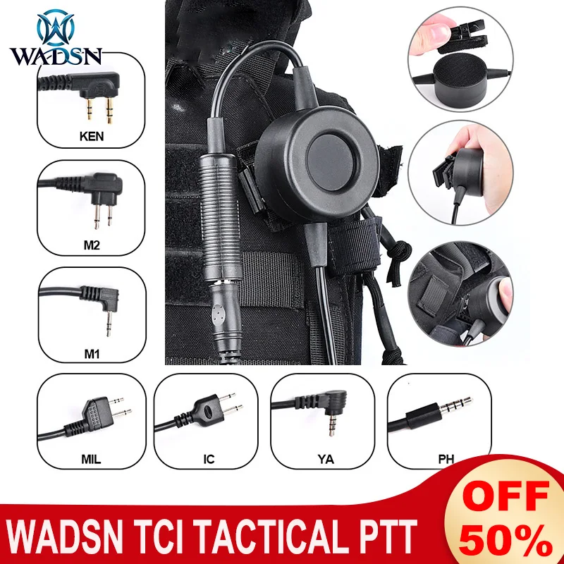 Wadsn TCI Tactical PTT Civilian Standard Version Headphone Walkie-talkie Push-to-Talk Button Motorola Yaesu ptt Kenwood Headset