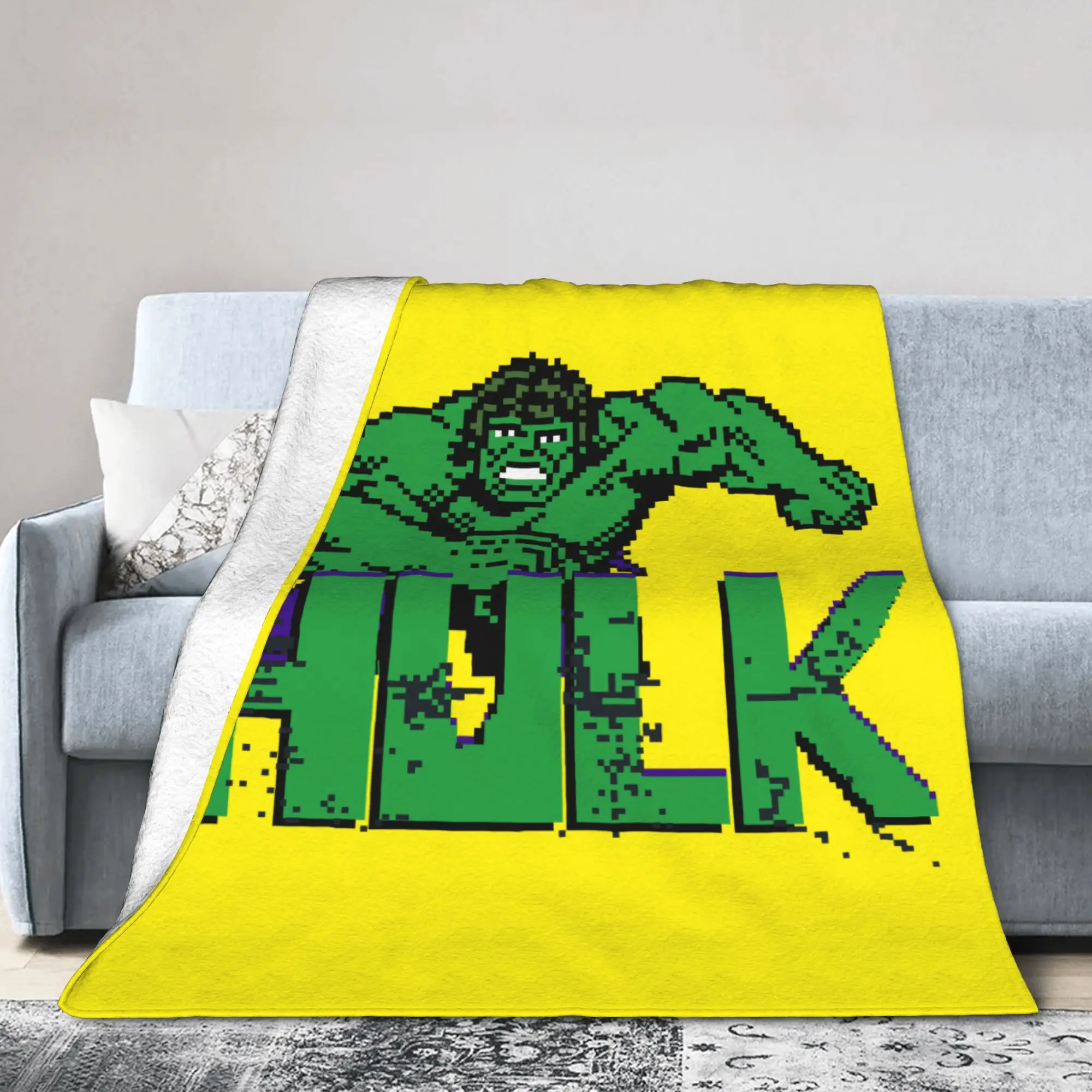 

Пиксельное одеяло с Халком, фланелевое одеяло для путешествий в самолете, портативное мягкое теплое покрывало,