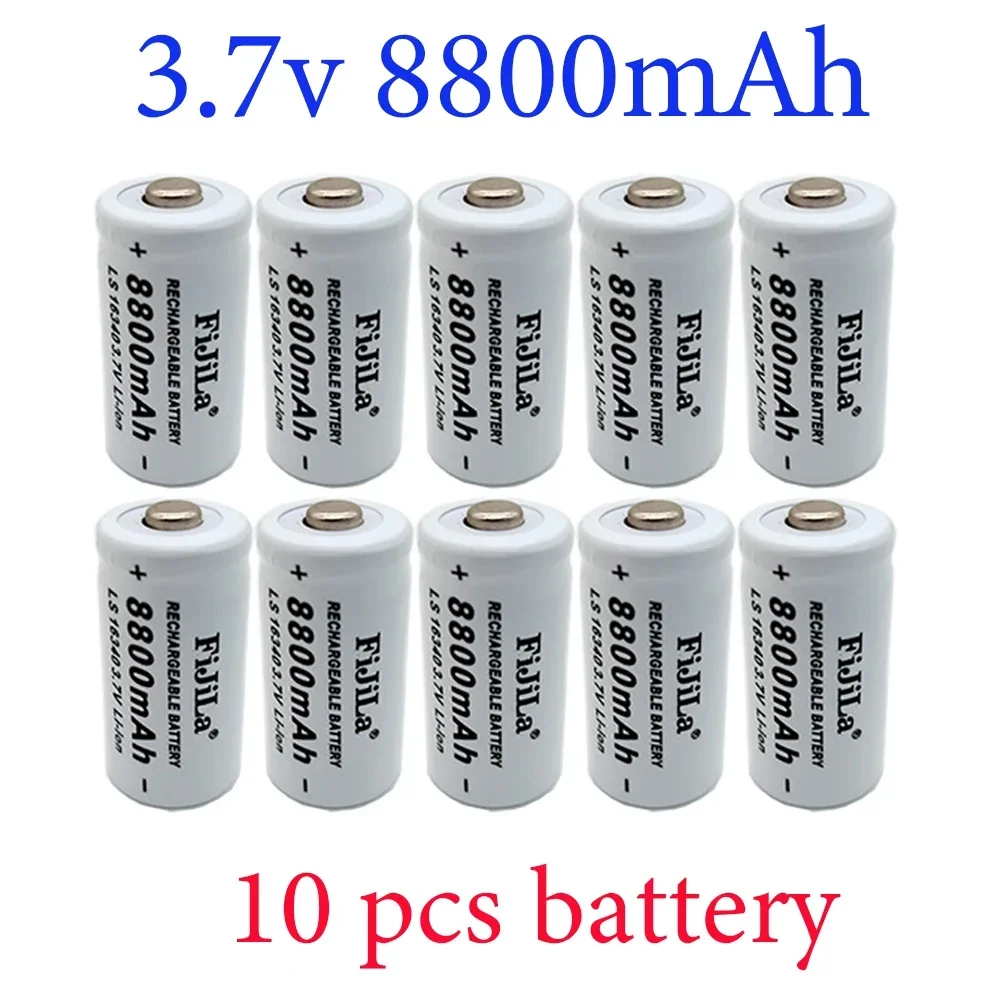 Bateria cylindryczna 16340 CR123A 8800 mAh 3,7 V akumulator litowo-jonowy 16340 ładowarka bateria do samodzielnego montażu