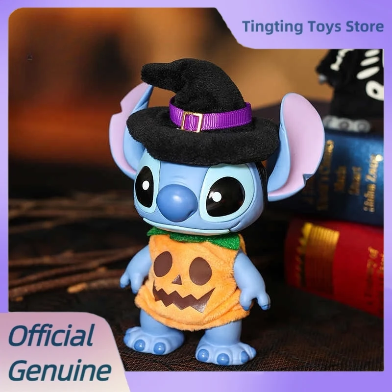 Halloween Stitch Naughty Stitch Figurine Disney Pumpkin Wizard Luminous Skeleton Anime Figure Model Doll Desktop Ornament Toy