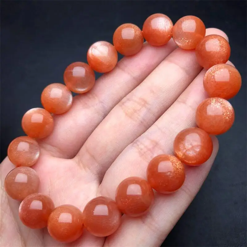 11MM Natural Gold Sunstone Bracelet Charms Handmade Fortune Energy Bangle Mineral Woman Amulet Jewelry Gift 1PCS