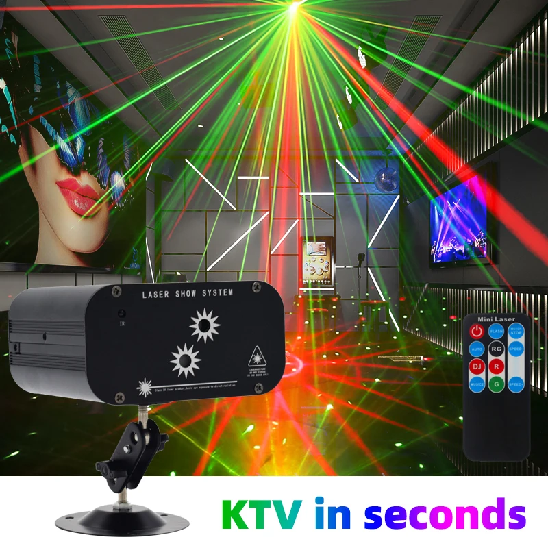 Wuzstar 2 Hole RG Laser Projector Remote Control Plug In Powered Pattern Light For Live Wedding Banquet Club Party