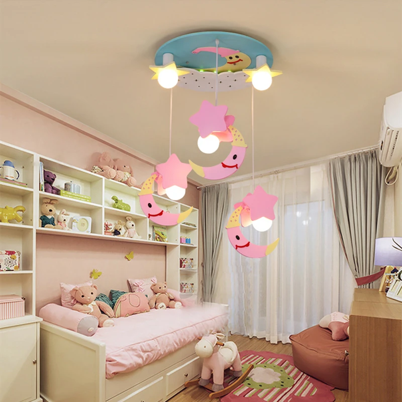 Nordic moon ceiling light Girl kawaii room decor modern scandinavian lamp bedroom interior smart led indoor cute nursery lights