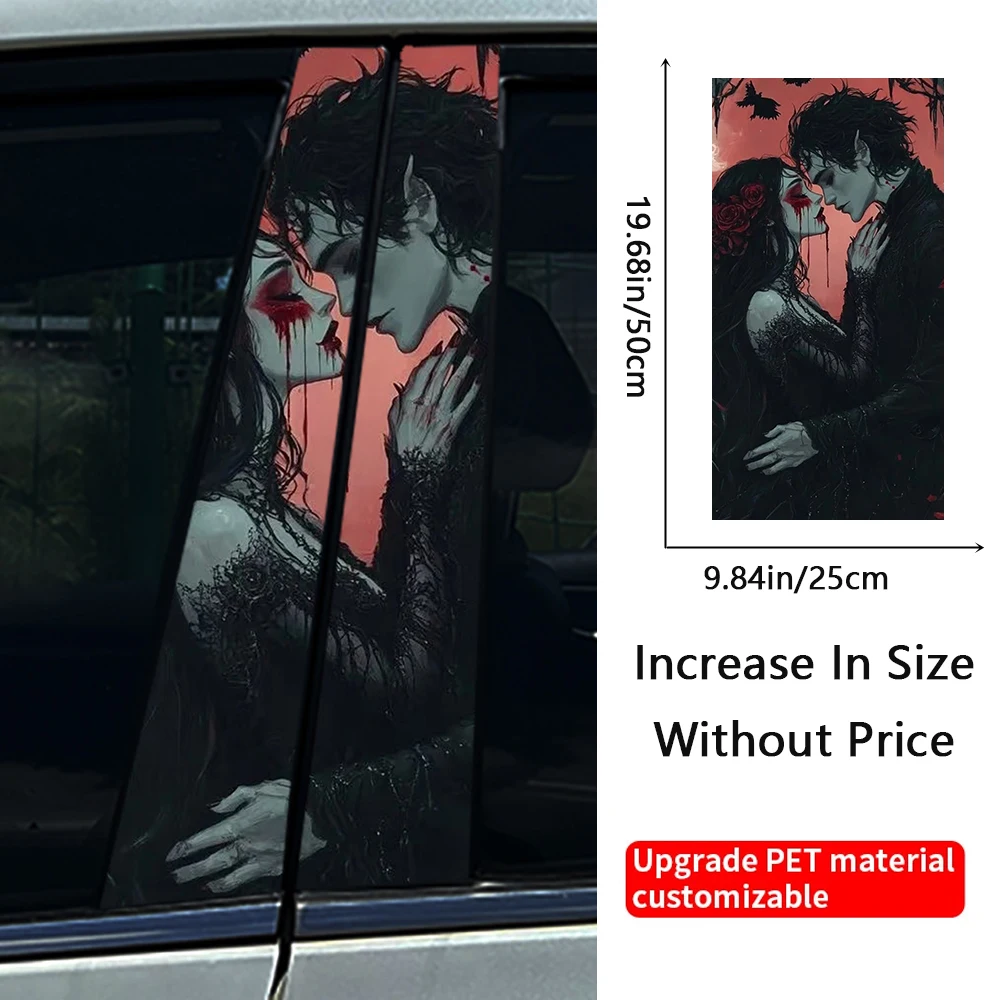 Gothic Bloodsucker CP Couple Car B-pillar Stickers Auto Center Column Decoration Cover Scratche Waterproof Decal Car Accessories