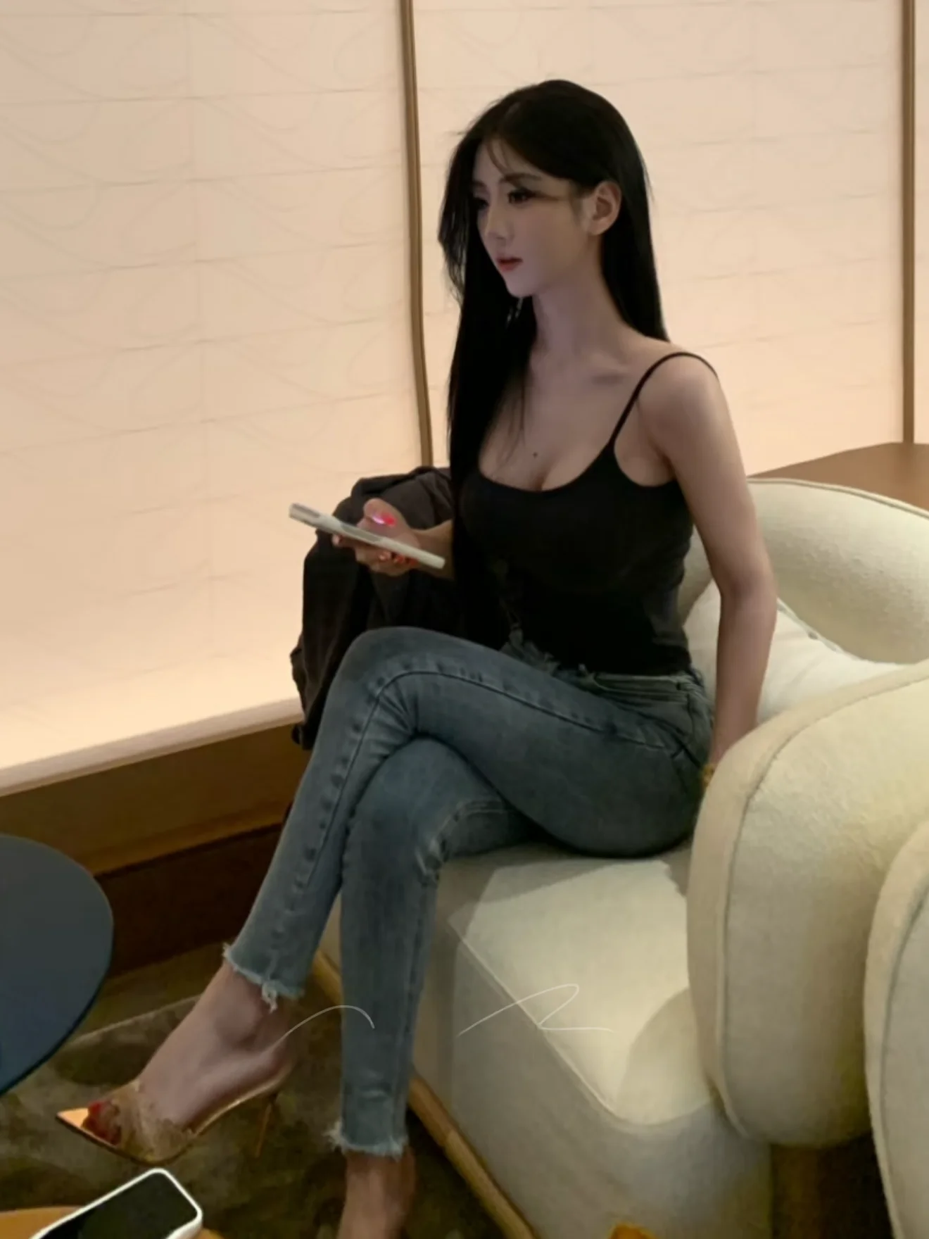 

Джинсы-карандаш с высокой талией, эластичные, облегающие, синие, в корейском стиле, осенние, модные, женские, с дырками, из хлопкового стрейч-денима