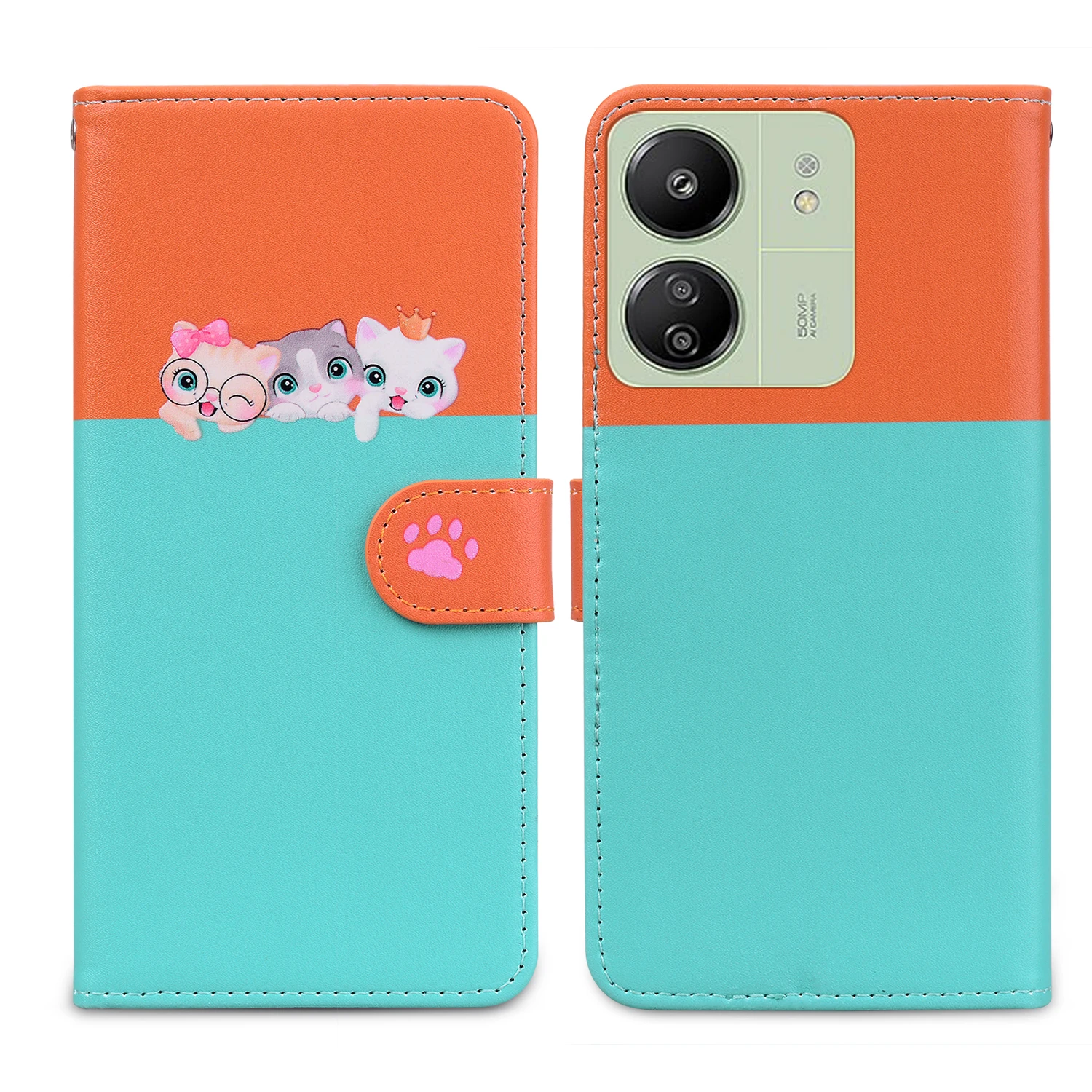 Xiomi POCO C65 M6 Leather Book Case for Funda Xiaomi Redmi 13C 13 C Cases Kawaii Cat Animal Wallet Phone Flip Back Cover Women