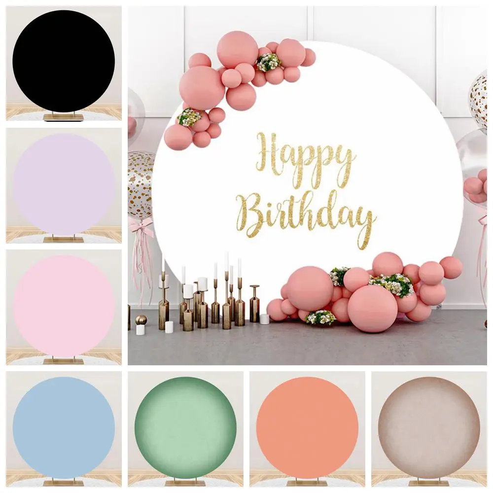 

Solid Color Round Backdrop Cover Happy Birthday Party Baby Shower Adult Kids Portrait Circle Photography Background Studio Props