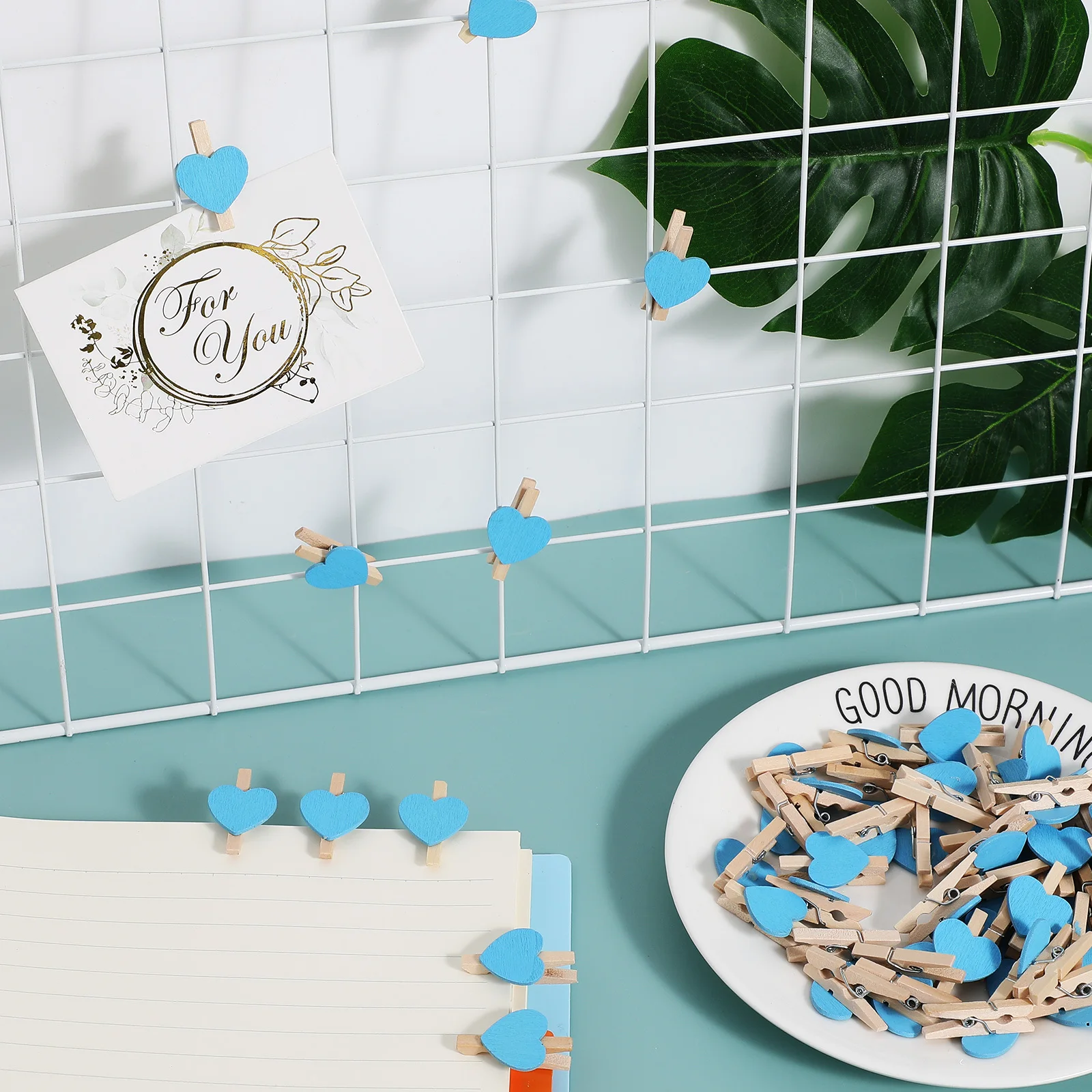 50 قطعة دبابيس الملابس الصغيرة للصور مقاطع الخشب الصغيرة متجر المنزل ديكور الحب صور كليب الحب كليب مقاطع الصورة قلوب #4