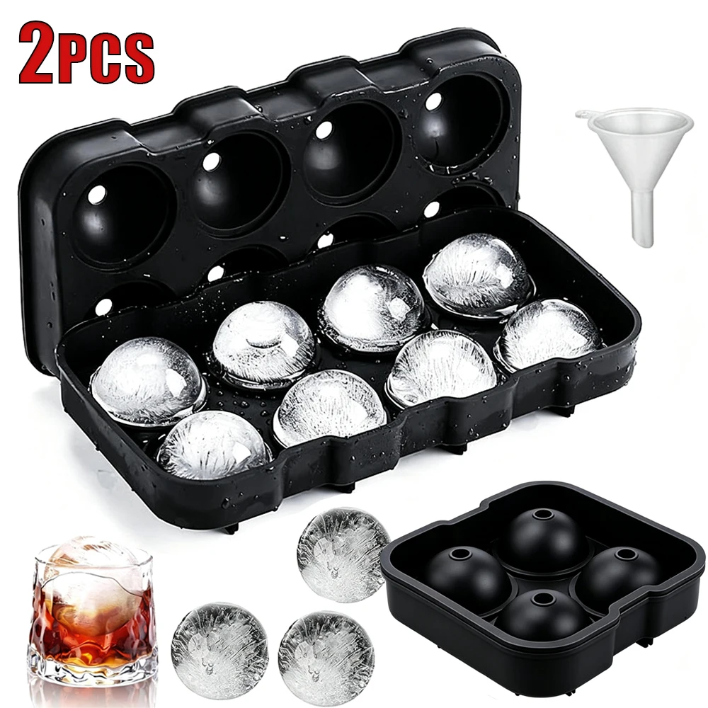 4/6/8 Grid Ice Ball Mold 3D Big Round Sphere Silicone Ice Cube Tray High Balls Shape Ice Cube Mold For Whiskey Ice Mould