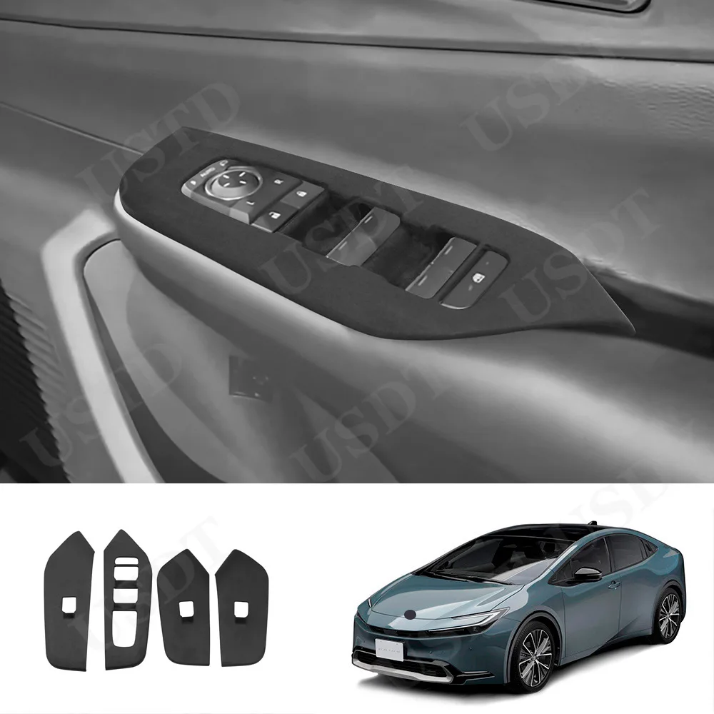 

For Toyota Prius XW60 2023 2024 Top Suede Car Door Window Glass Lifting Button Panel Cover Mat Interior Accessories
