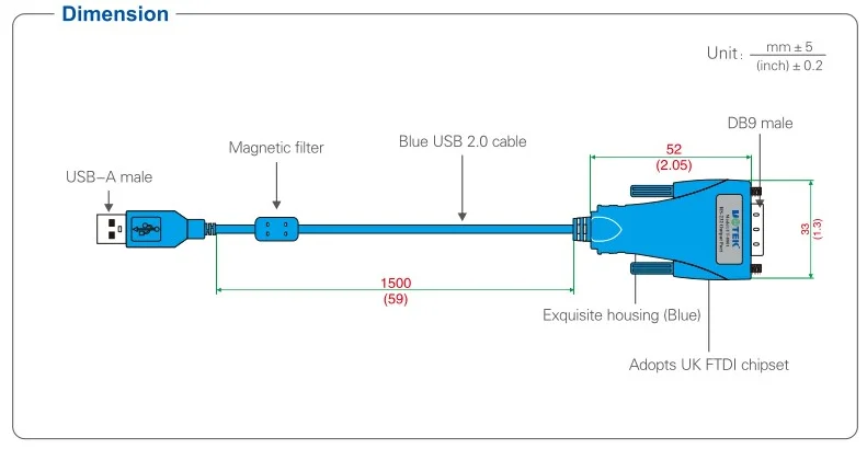 USB-zu-RS232-Kabelkonverter DB9 UOTEK UT-810N Hochwertiger RS-232-Konverter