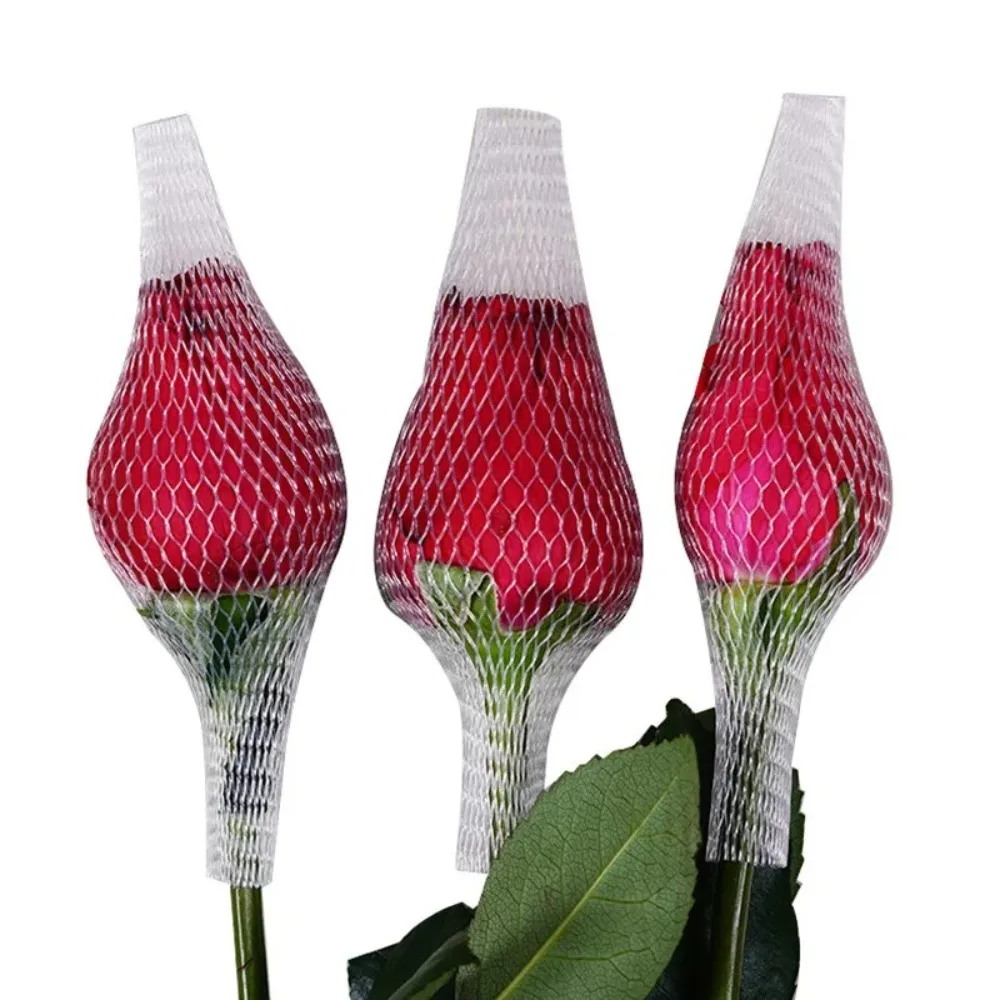 100Pcs/set Transparent Rose Protective Covers Soft Convenient Mesh Flexible Protectors Cover Flexible Cosmetic Storage Guards