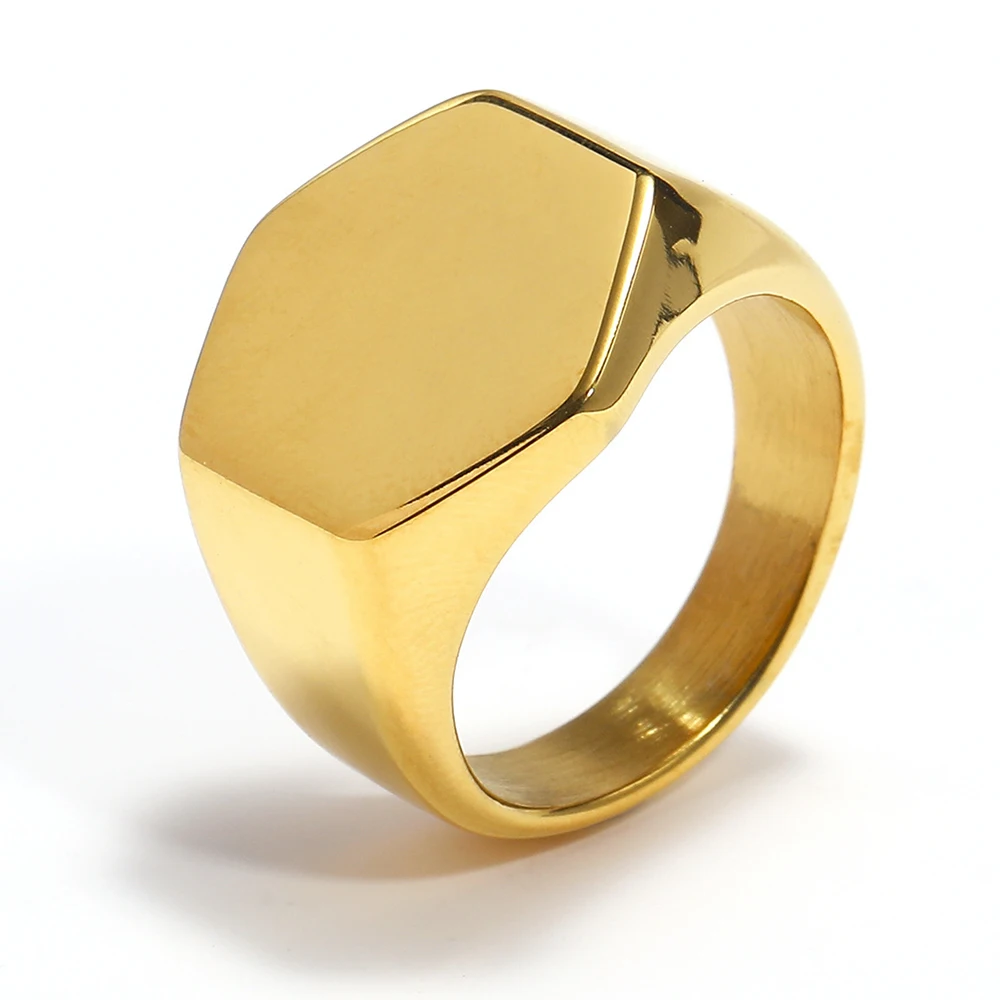 Simple Punk Geometric Hexagon Men's Ring For Men Ins Fashion Stainless Steel Bulk Jewelry Wholesale Items