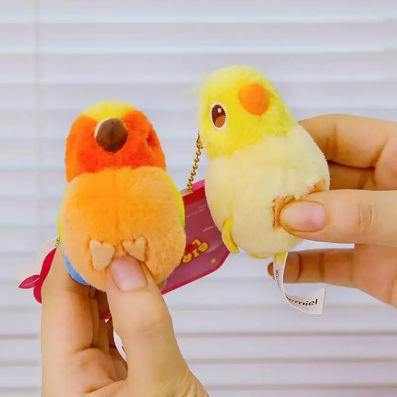 Porte-clés pendentif sac à dos perroquet pour Couple, jouet en peluche Kawaii, poupée faite à la main, dessin animé, cadeau mignon pour amis amusants, dernière collection