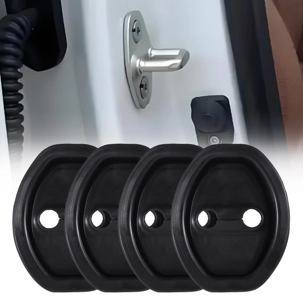4Pcs Shock Absorbing Silicone Door Lock Protective Cover Universal Fit Elastic Car Door Lock Pad Rust-Proof Anti-Collision
