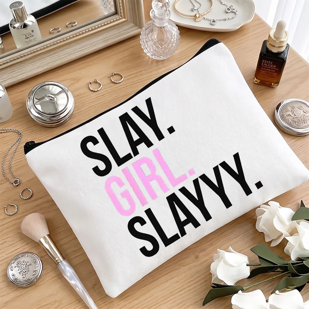 Ins Sweet Cool Chic Style Slay Girl Theme Multi color Optional Zipper Cosmetic Bag Large Capacity Portable Travel Storage Pouch